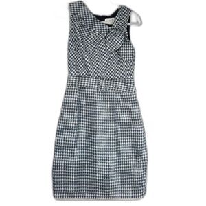 Harper Rose Blue & White Tweed Bow Front Belted Sheath Dress – Size 8P